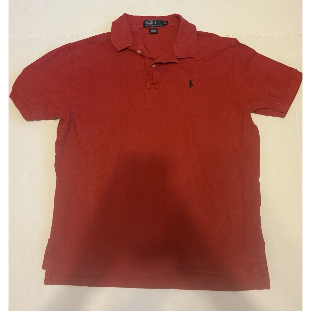 Polo Ralph Lauren Men’s XL Red Solid Cotton Knit Polo Collared Embroidered Logo